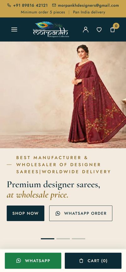 Morpankh Designers Collection homepage, mobile view