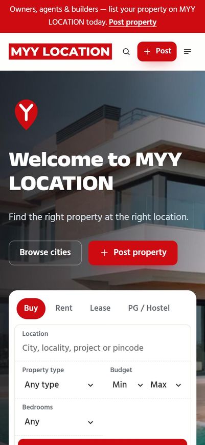 MYY LOCATION property portal on a phone